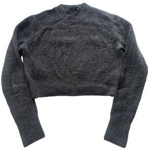 All Saints Women's Small Wool Blend Charcoal Grey Cropped Boxy Sweater